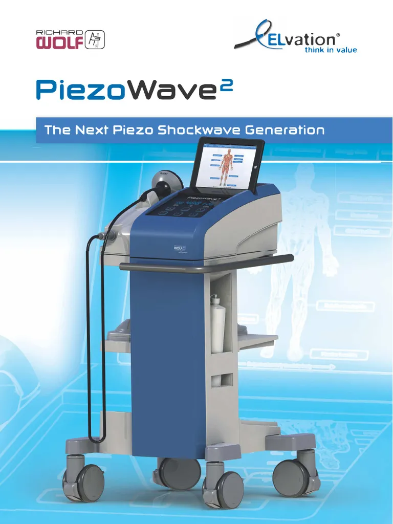 PiezoWave 2 extracorporeal shockwave therapy (ESWT) device used for focused treatment of musculoskeletal pain and soft tissue injuries.